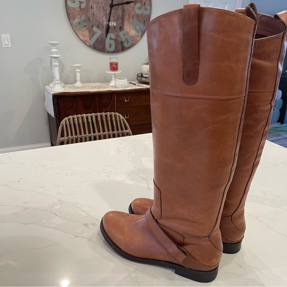 MLE chestnut brown tall distressed leather riding boots - Picture 15 of 15